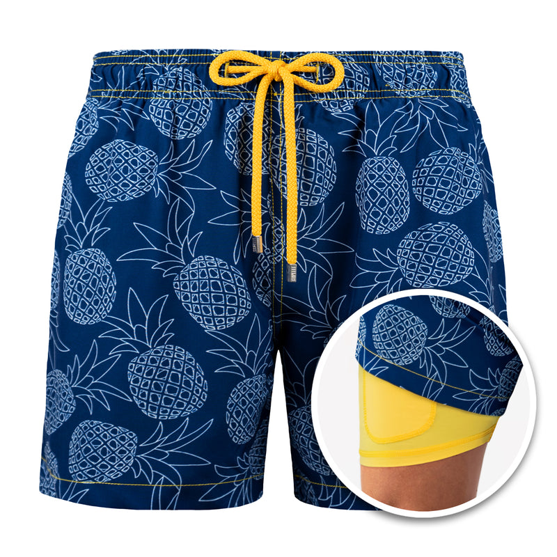 Blue Pineapple - Mid-Length Hybrid Short - Capelle Miami