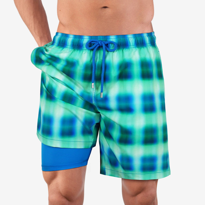 Flannel Blur - Long-Length Hybrid Short - Capelle Miami