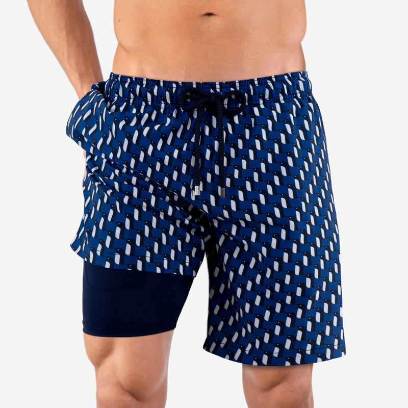 Blue Penguins - Long-Length Hybrid Short - Capelle Miami