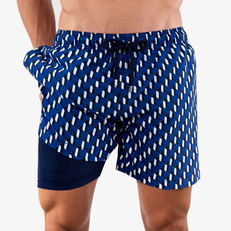 Blue Penguins - Mid-Length Hybrid Short - Capelle Miami